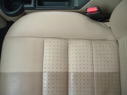 a customer used our leather ultra clean to clean his car seats you can see the difference it's made!